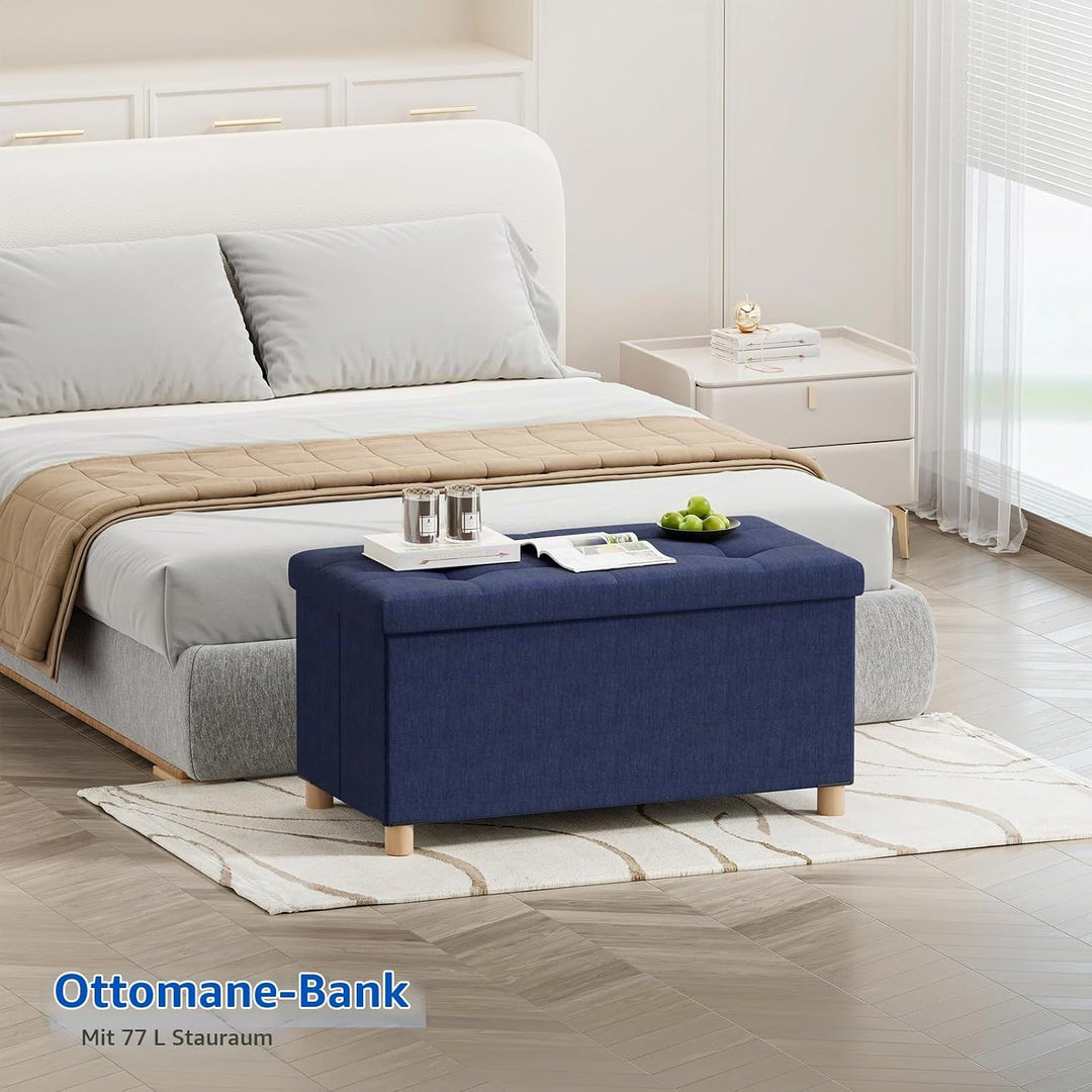 BRIAN &amp; DANY Sitzbank mit Stauraum, Faltbar Sitztruhe Sitzhocker mit Deckel, Sitzcube Fussablage, M