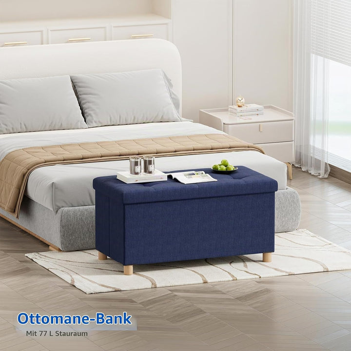 BRIAN &amp; DANY Sitzbank mit Stauraum, Faltbar Sitztruhe Sitzhocker mit Deckel, Sitzcube Fussablage, M