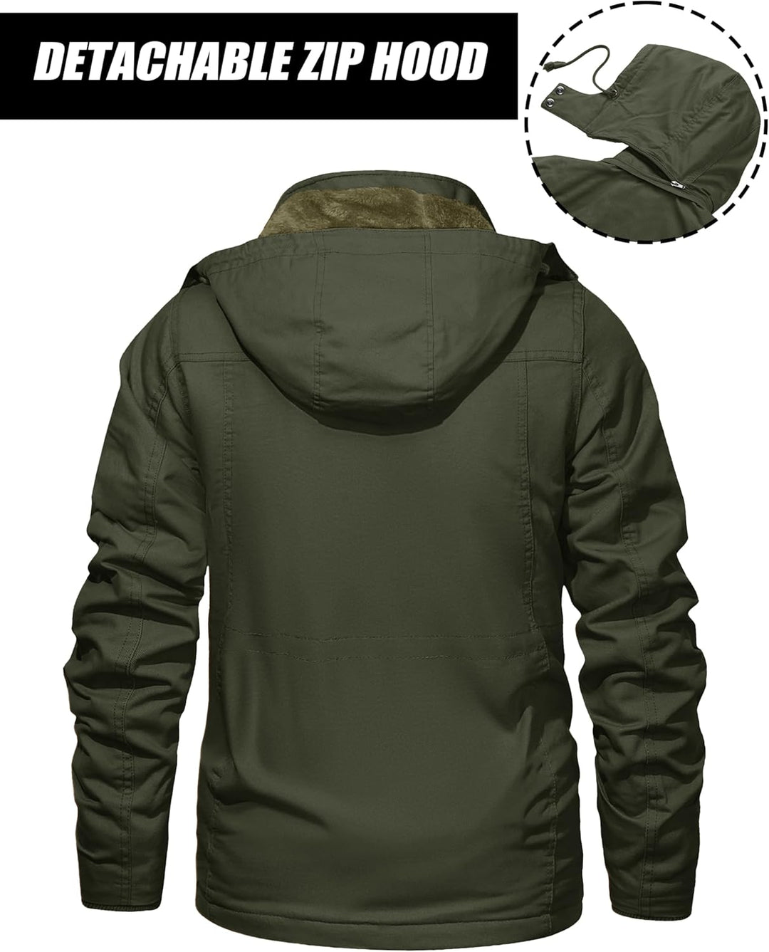 MAGCOMSEN Winterjacke Herren Warm Gefüttert Jacke Fleece Winterparka Winddicht Outdoor Übergangsjack