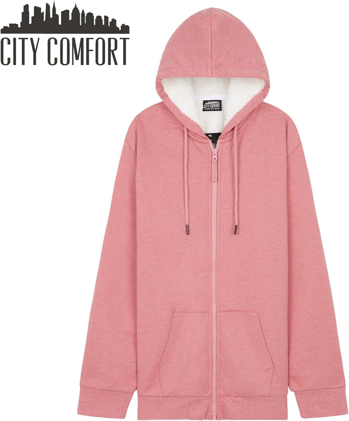 CityComfort Pullover Mädchen mit Fleece-Futter und Kapuze, Fleecejacke Kinder Mädchen Zipper Hoodie