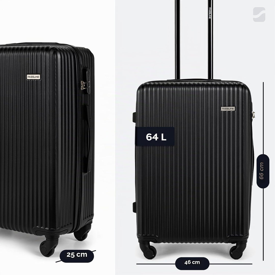 Reisekoffer Mittelgross 66x46x25 cm 64l, Reisegepäck, Hartschale aus ABS, Vier 360°-Spinner-Rollen,
