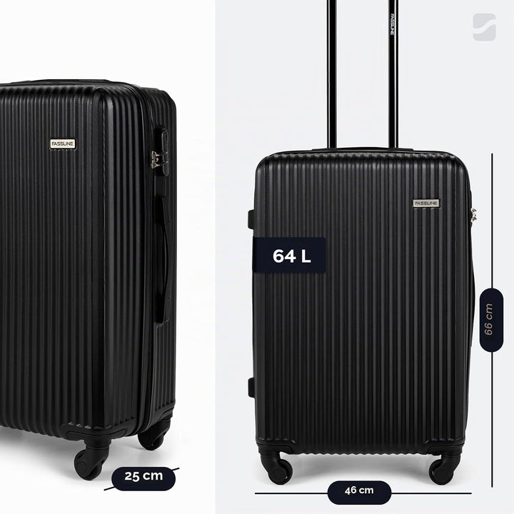 Reisekoffer Mittelgross 66x46x25 cm 64l, Reisegepäck, Hartschale aus ABS, Vier 360°-Spinner-Rollen,