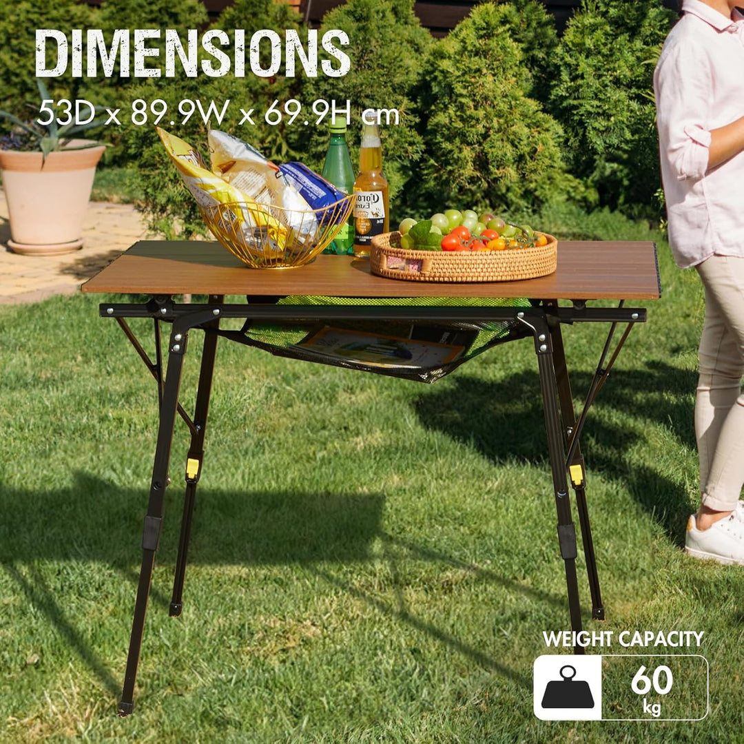 Portal Campingtisch faltbar Höhenverstellbar Klapptisch Aluminium 90 x 53cm für 4 Personen leicht Ca