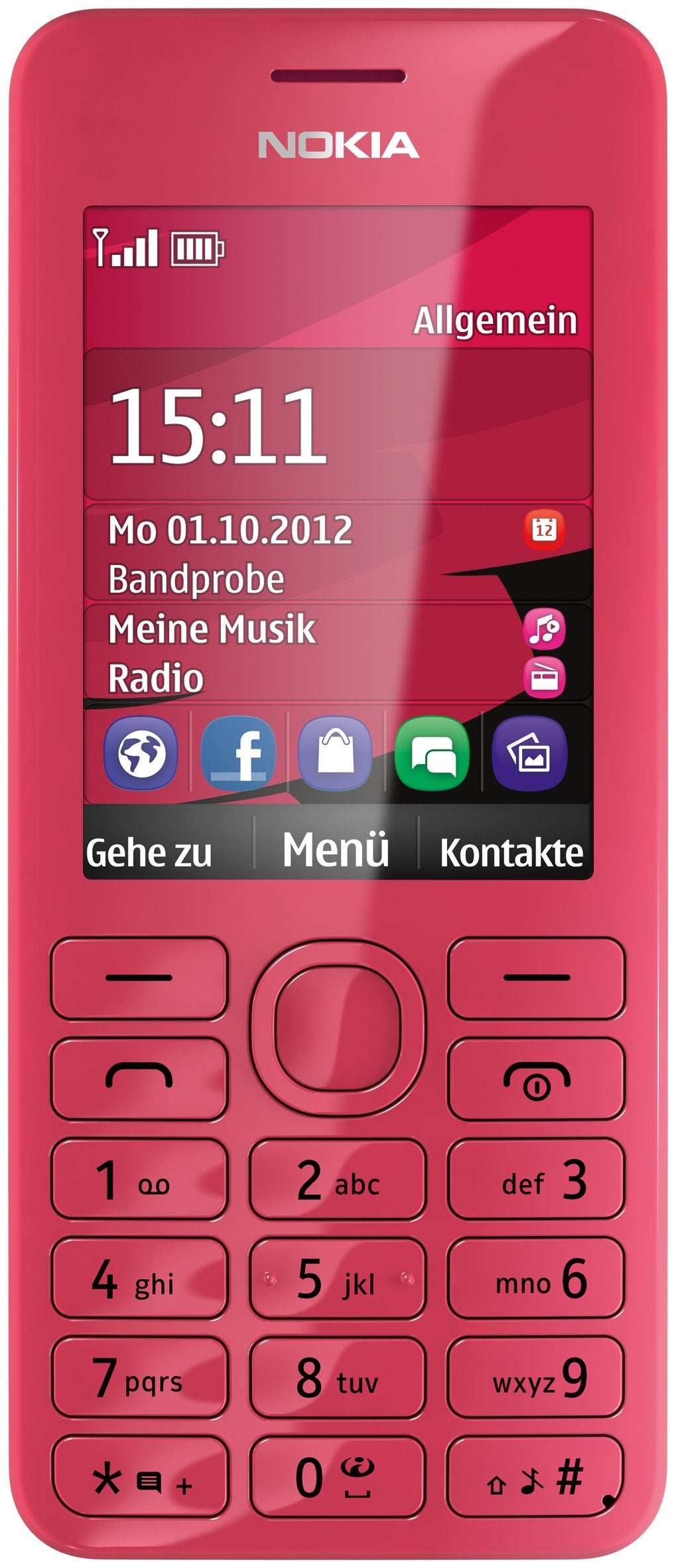Nokia Asha 206 Smartphone (6,1 cm (2,4 Zoll) Display, 1,3 Megapixel Kamera) Magenta magenta SIM, mag