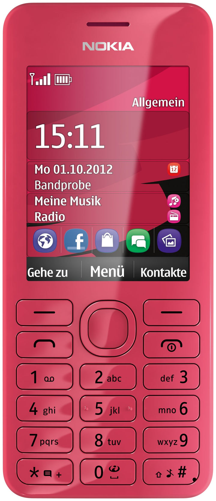 Nokia Asha 206 Smartphone (6,1 cm (2,4 Zoll) Display, 1,3 Megapixel Kamera) Magenta magenta SIM, mag