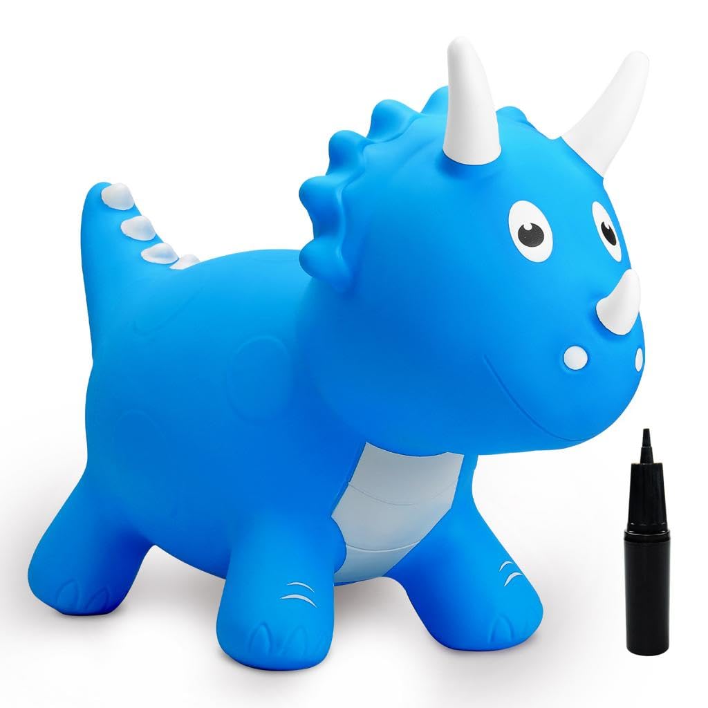 U&C Planet Hüpftier für Kinder, Dinosaurier Hüpfer mit Pumpe, aufblasbares Hüpfspielzeug, Dino Sprun