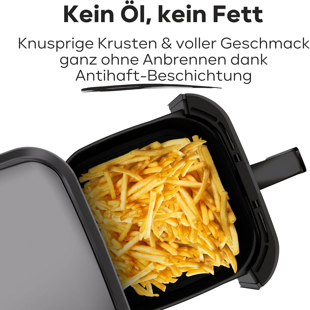 Bomann® Heissluftfritteuse XXL - 5L Fritteuse | Heissluft für fettfreies frittieren | Edelstahl-Airf