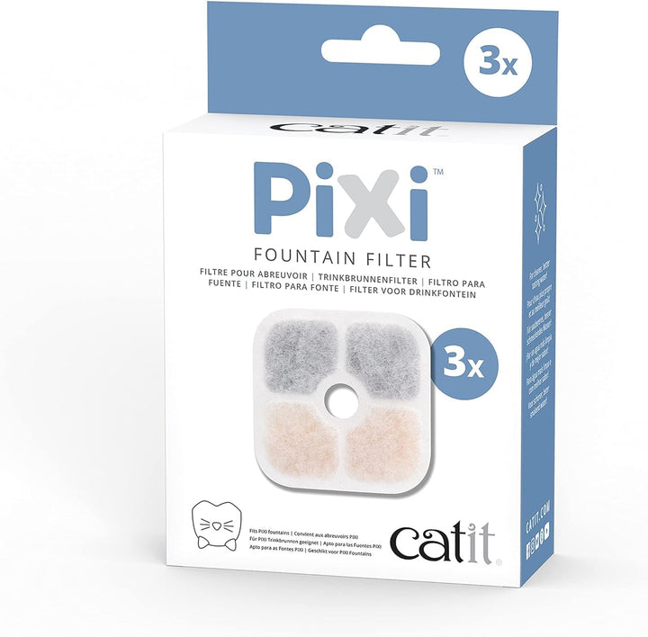 Catit Pixi Trinkbrunnen für Katzen, 2,5L, weiss + Pixi Ersatzfilter, Trinkbrunnenfilter für die Cati