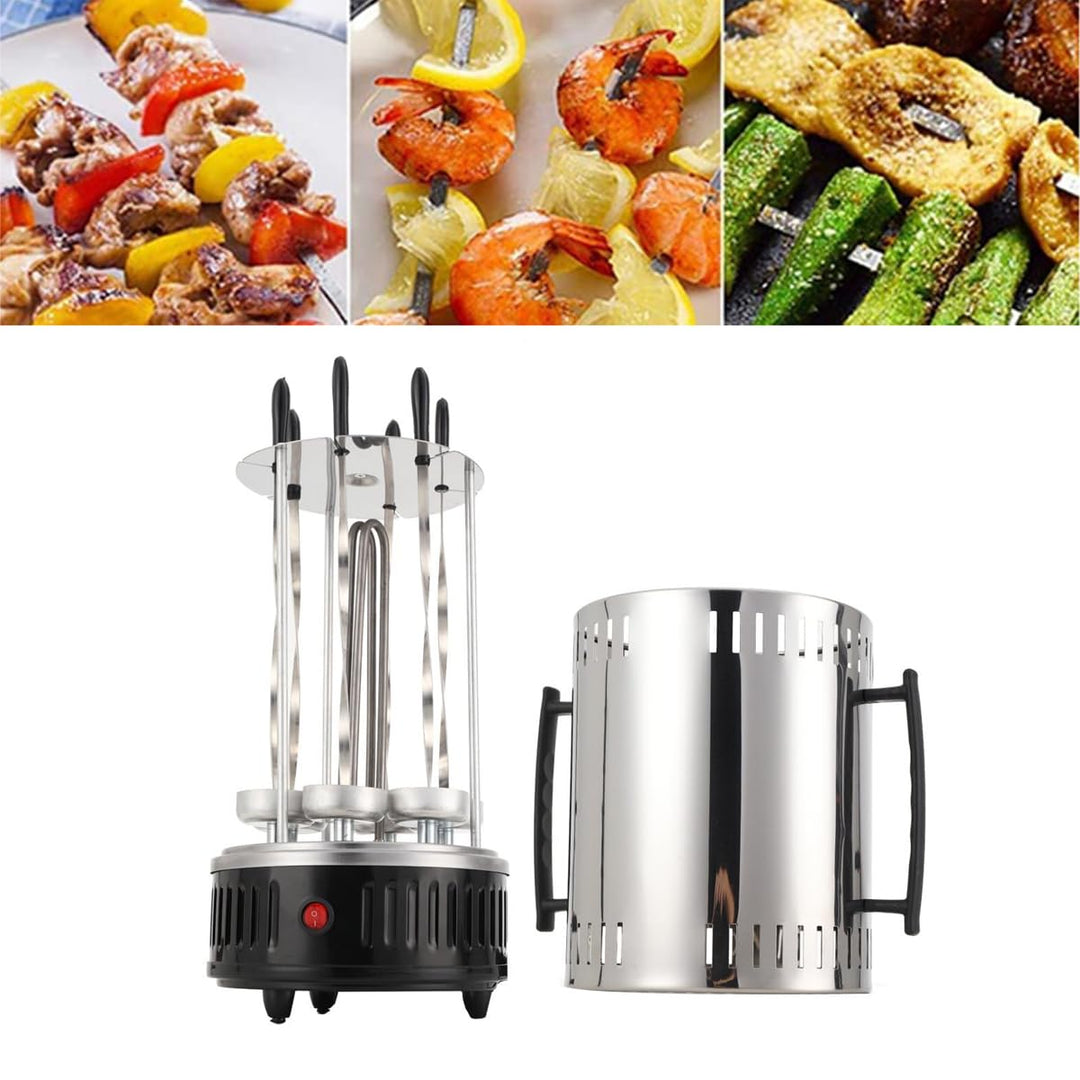 L-home 1000W Vertikaler Elektrischer Grill, 230V/50Hz Elektrogrill Schaschlikgrill mit 6 Spiesse, 38