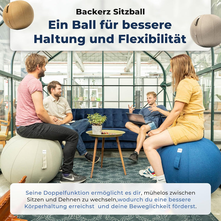 Sitzball Büro Ergonomisch 75 cm, Ergonomische Sitzmöbel für Büro und Heimbüro, Langlebiger Stoff, Gy