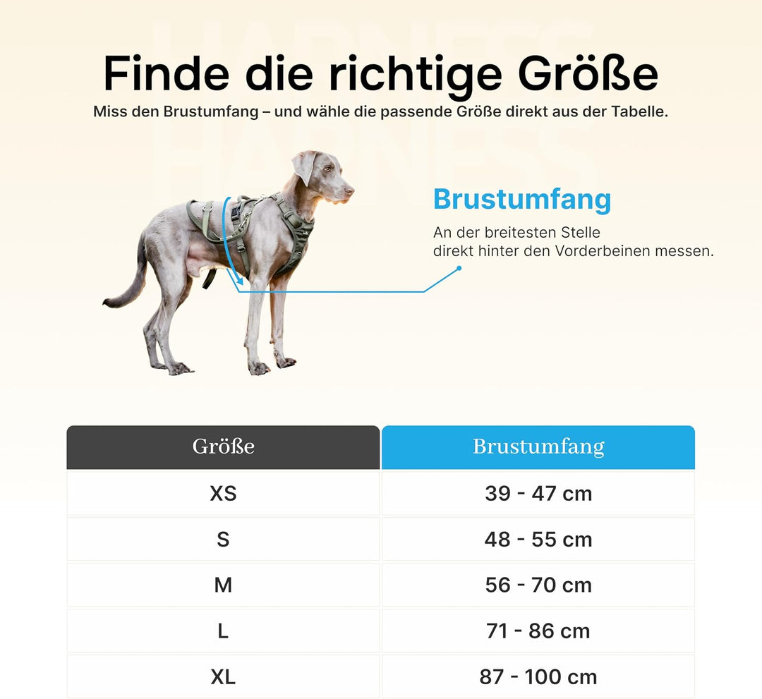FREUDENTIER® Hundegeschirr mit atmungsaktiver Polsterung - Höchster Komfort & bombenfester Sitz - Mi