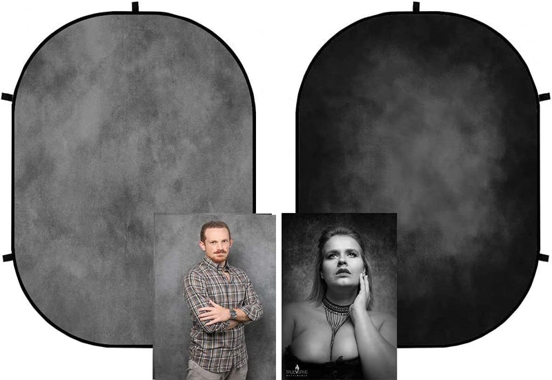 Kate 1.5x2m Grau/Schwarz Falthintergrund Fotografie Faltbarer Studio Hintergrund Faltender Hintergru