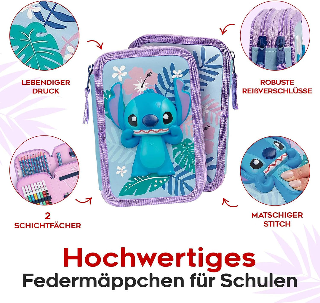 Disney Federmäppchen Mädchen Die Eiskönigin Stitch Federtasche Mädchen Gefüllt Schulmäppchen 2 3 Fäc
