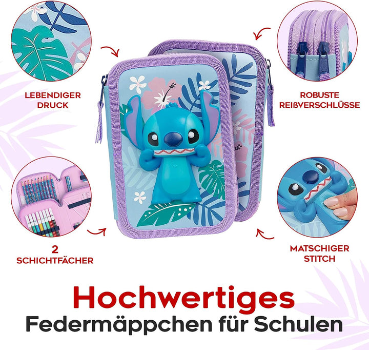 Disney Federmäppchen Mädchen Die Eiskönigin Stitch Federtasche Mädchen Gefüllt Schulmäppchen 2 3 Fäc