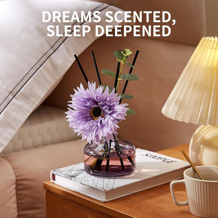 Blume Raumduft Diffuser 120 Tage für Büro Lavendelfelder Duft Aroma Diffuser mit 7 Duftstäbchen, Nat
