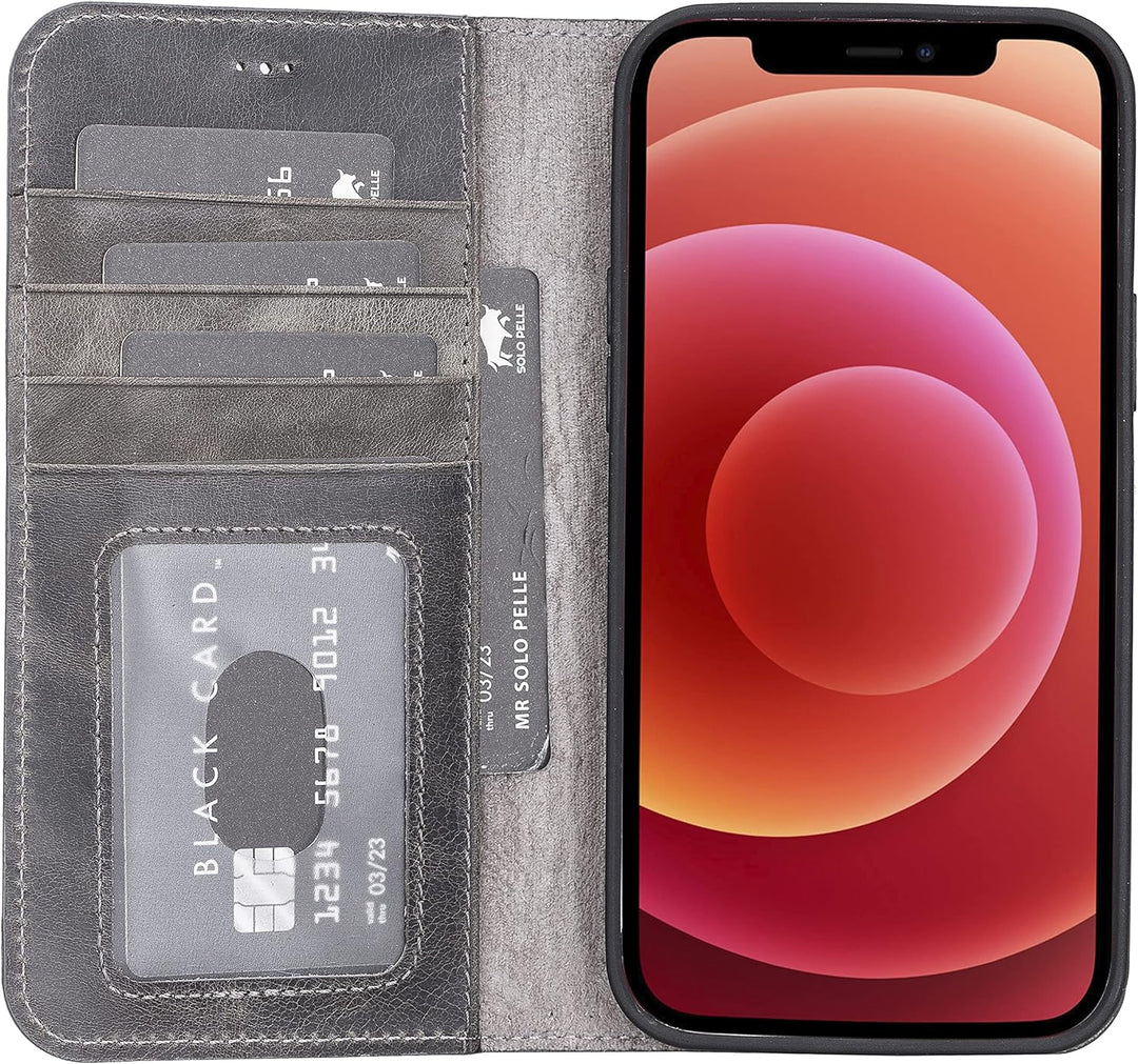 Solo Pelle Lederhülle kompatibel für iPhone 13 Pro Max in 6.7 Zoll abnehmbare Hülle (2in1) inkl. Kar