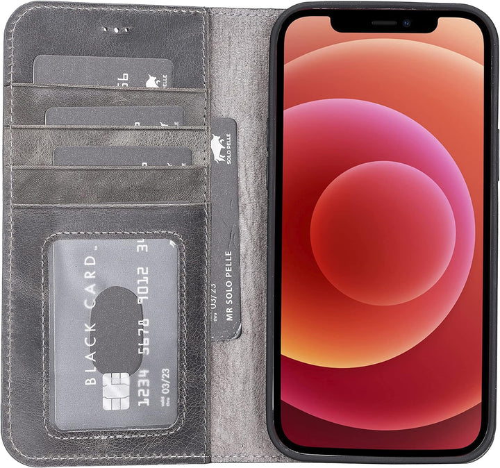 Solo Pelle Lederhülle kompatibel für iPhone 13 Pro Max in 6.7 Zoll abnehmbare Hülle (2in1) inkl. Kar