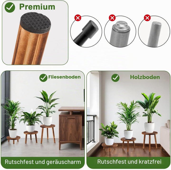 Blumenhocker Holz 3er-Set, 4"/7"/11" Höhe Blumenständer Pflanzenständer für Verschiedene Topfgrössen