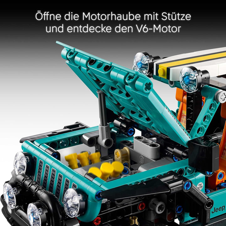LEGO Technic Jeep Wrangler Rubicon Geländewagen - Off-Road Spielzeug Fahrzeug Modellbau mit V6-Motor