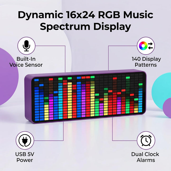 Audioanzeige mit Rhythmus-Lichtpegel, 20 x 7-Farben-RGB-LED-Anzeigen, 384 LEDs, 16x24 Segmente, dyna