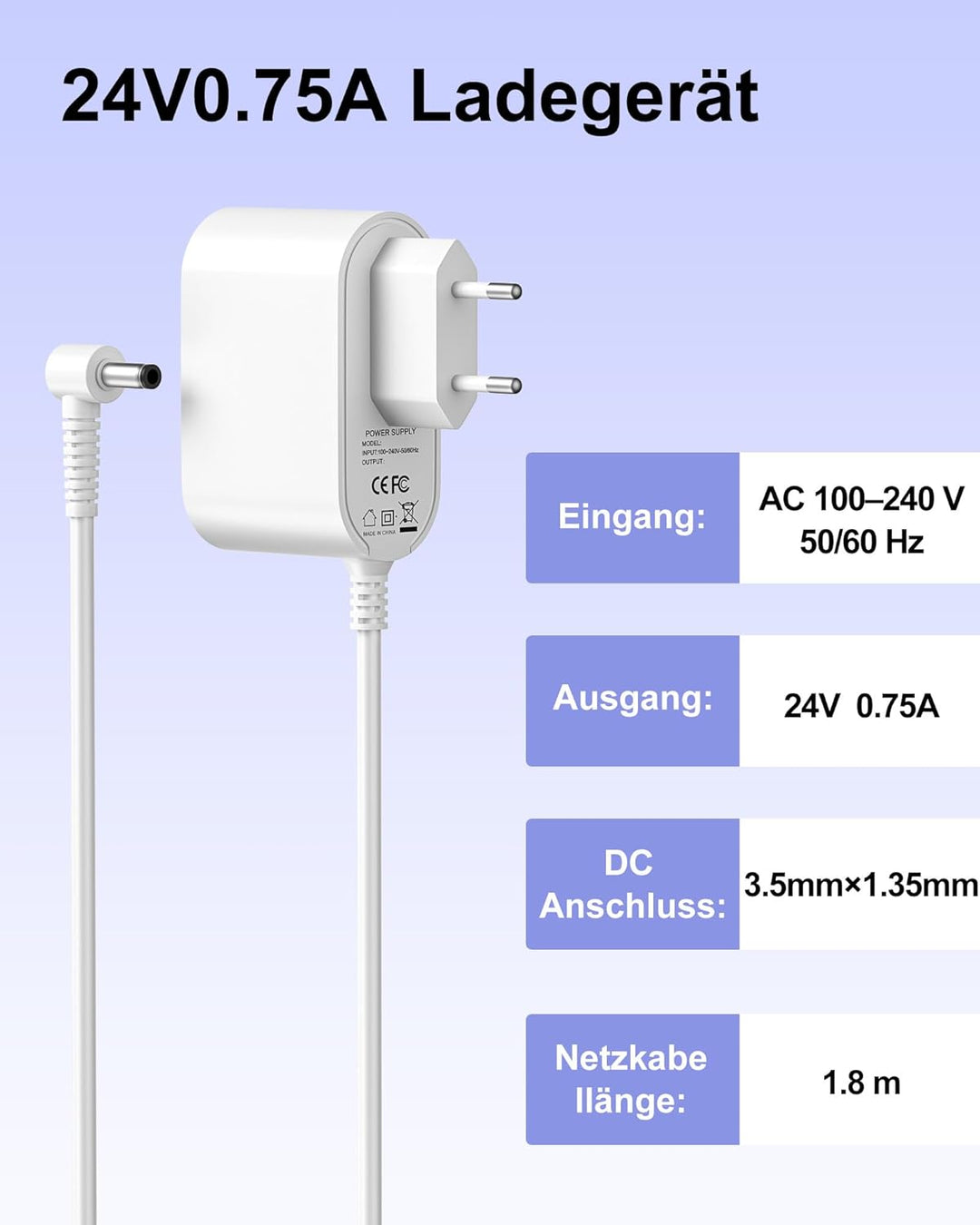 24V Luftreiniger Netzteil Kompatibel mit Philips Series 800 AC0820/10 AC0830/10 Luftreiniger Ladekab
