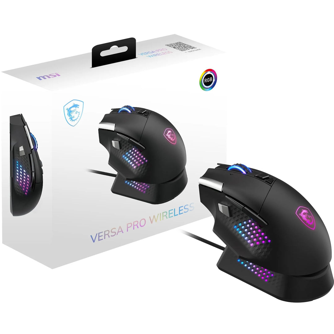 MSI Versa PRO Wireless + Mouse Dock PRO Gaming-Maus – Ladestation, 26000 DPI optischer Sensor, für R