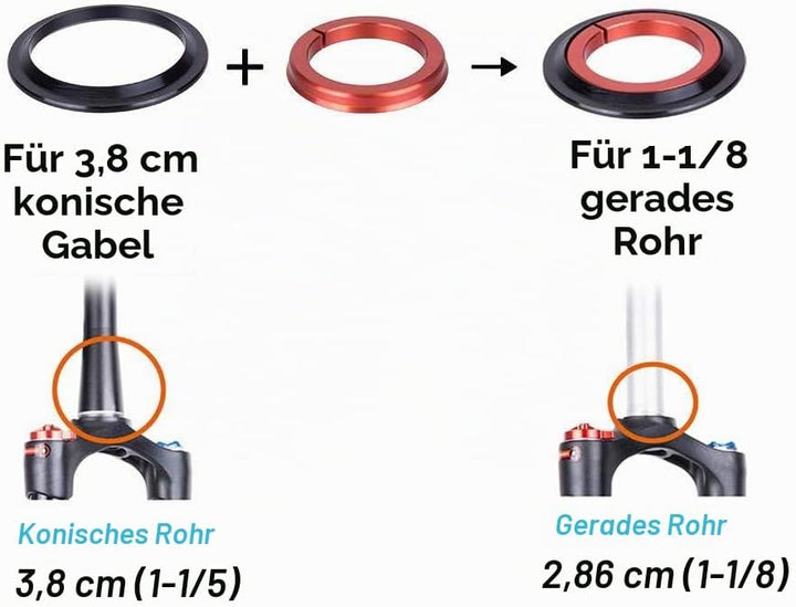 Yosoo Health Gear Tapered Steuersatz 44 56ST, Fahrrad Headset Lager, Headset mit konischem geraden R