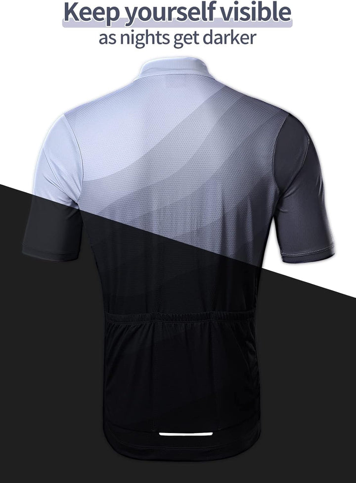 BERGRISAR Kurzarm Fahrradtrikot Herren Radtrikot mit Reissverschluss Taschen Trikots für MTB Mountai