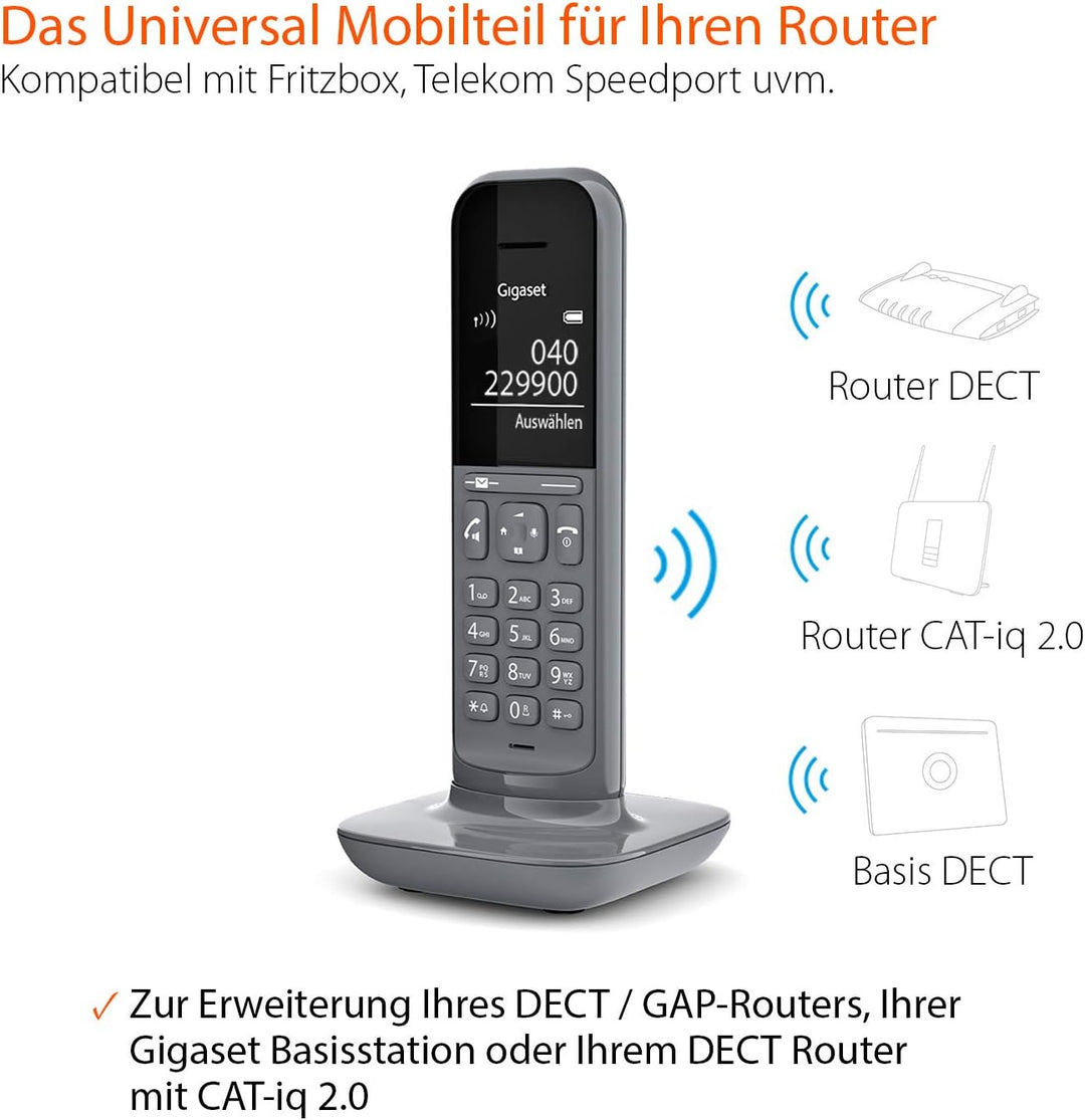 Gigaset CL390HX - Design DECT-Mobilteil mit Ladeschale - Fritzbox-kompatibel - Schnurloses Telefon f