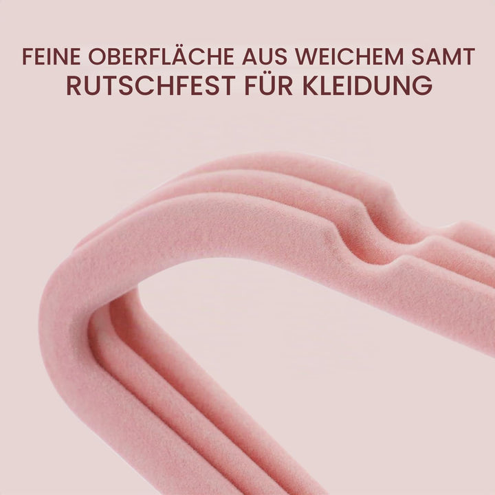 Kleiderbügel Samt, 45 cm rutschfeste Filz Bügel, Stabile Anzugbügel mit Schulterkerben, Platzsparend
