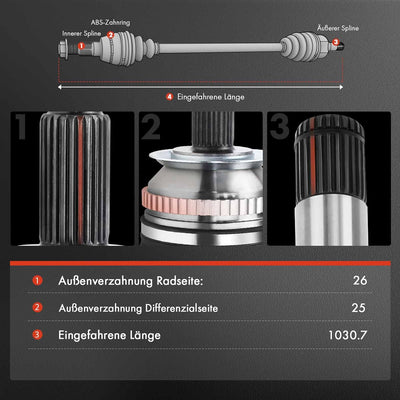 Frankberg Antriebswelle Automatikgetriebe Vorne Rechts Kompatibel mit Voyager IV RG RS 2.8L 3.3L 3.8