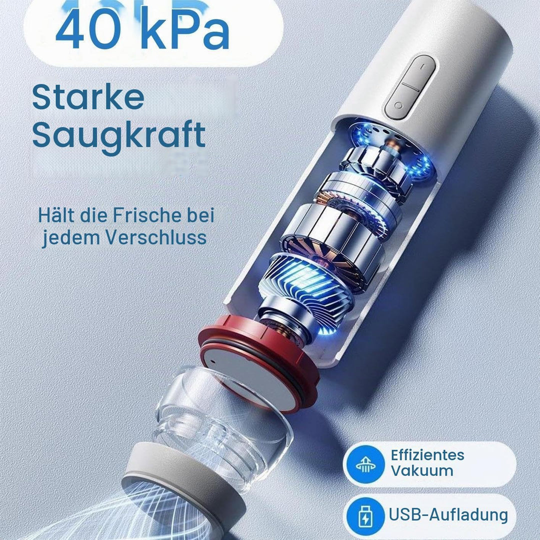 Handliche Vakuumiergerät，Vakuumiergerät Klein, Handvakuumierer，mit 30 Wiederverwendbare Vakuumbeutel