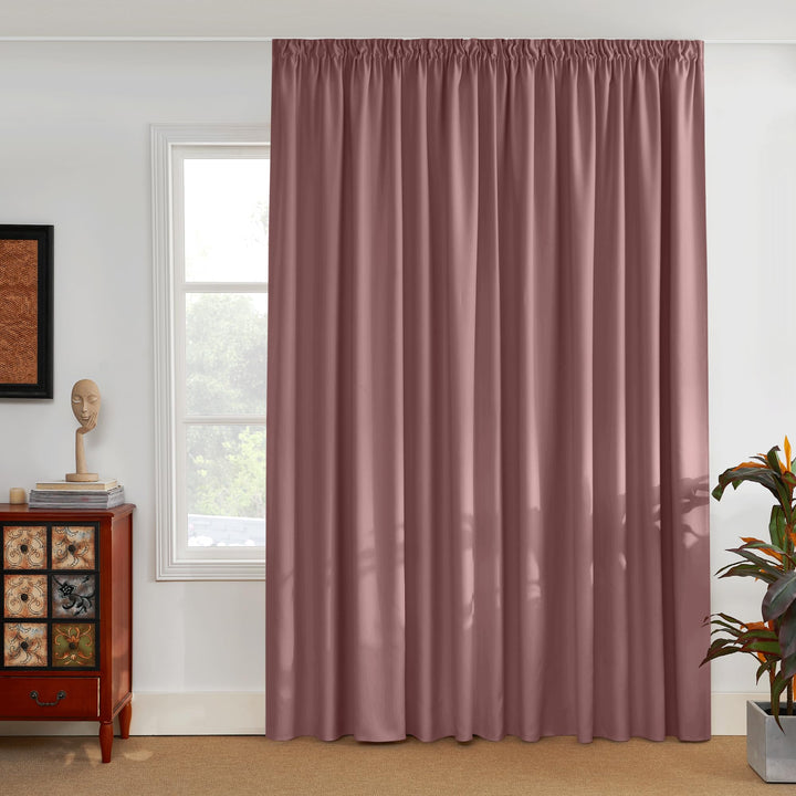 PONY DANCE Wohnzimmer Vorhang mit Kräuselband Verdunkelungsvorhang H245 x B200 cm (1er Pack) Altrosa