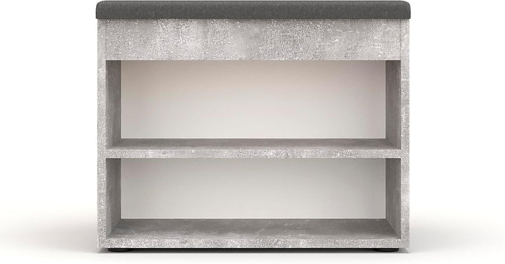 KOMTO Schuhbank mit Sitzfläche - Schuhregal Bank mit Stauraum Beton 60 x 48 x 32 cm Kleiner Schuhsch