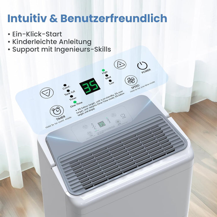 Newentor Bdpt. Luftentfeuchter Elektrisch 30L, Raumentfeuchter Elektrisch Leise 40dB, Entfeuchter El