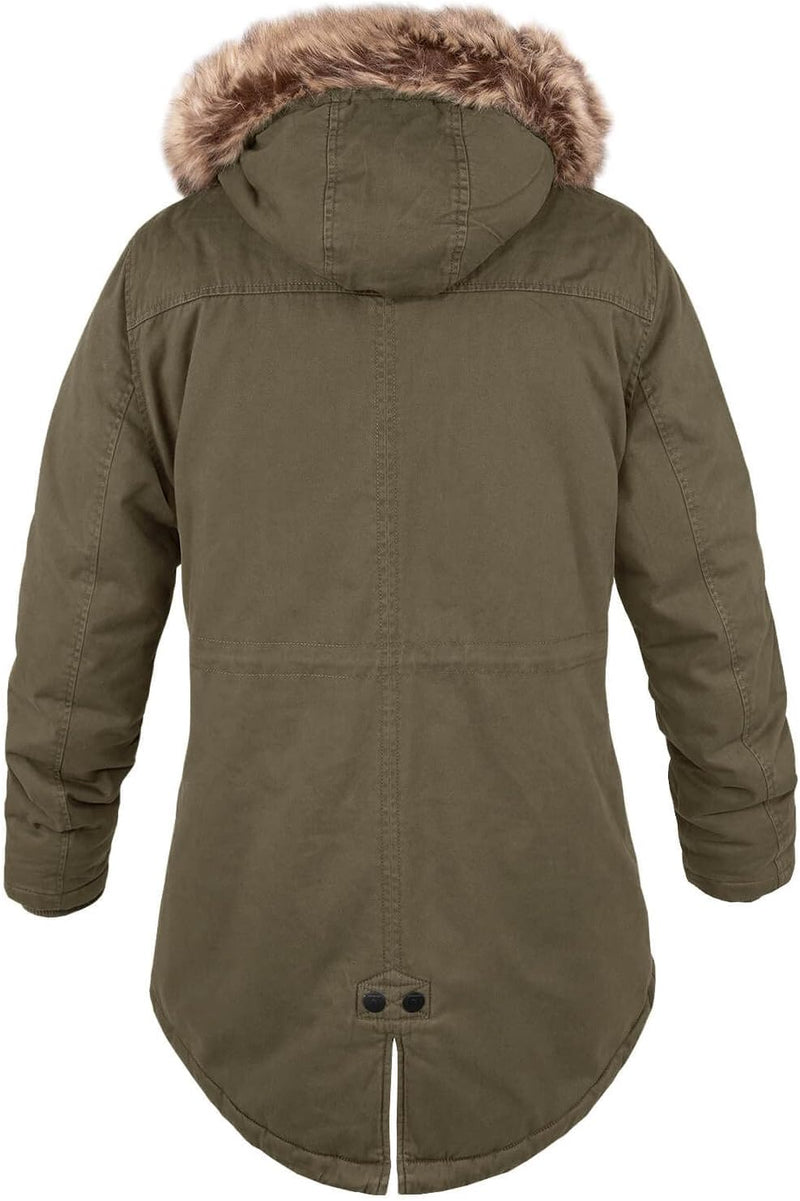 bw-online-shop Ladies Fishtail Winterparka mit Teddyfutter Parka Jacke Wintermantel XS Oliv, XS Oliv