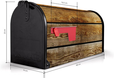 banjado® Amerikanischer Briefkasten - US Mailbox/Letterbox mit Motiv Holzbretter 51x22x17cm - Postka