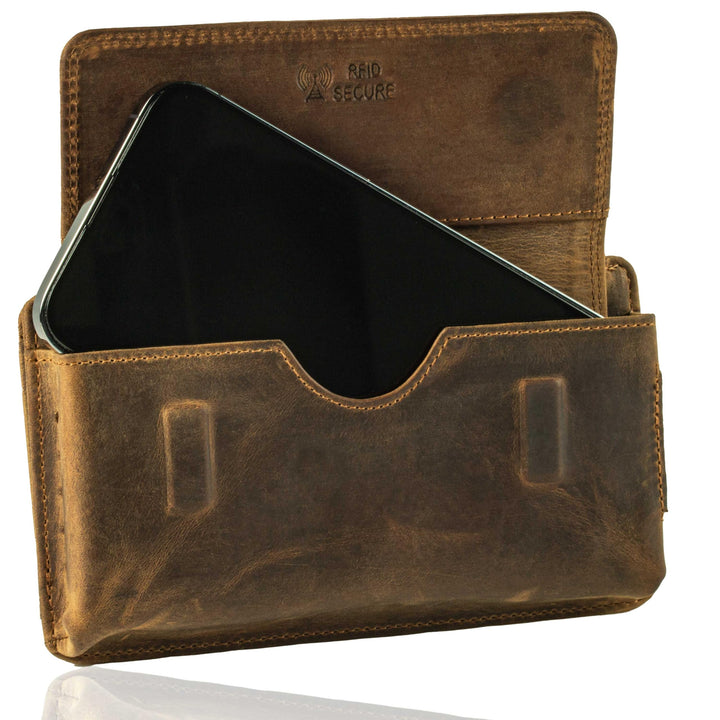 MATADOR 2in1 Echtleder Handytasche Gürtel mit Reissverschlussfach #Brisbane, mit edler Geschenkbox u
