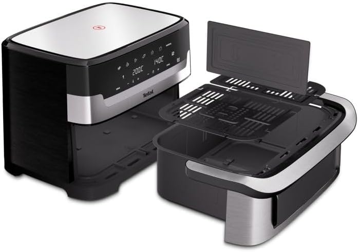 Tefal Dual Easy Fry Flex Heissluftfritteuse 9L – Airfryer mit 2 Kammern & GiantZone, FlexCook-Trennw