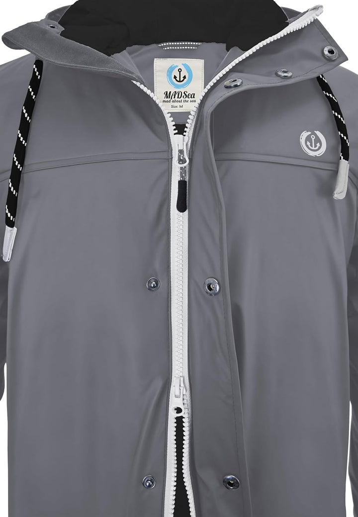 MADSea Herren Regenjacke Friesennerz warm mit Fleece gefüttert S Grau, S Grau