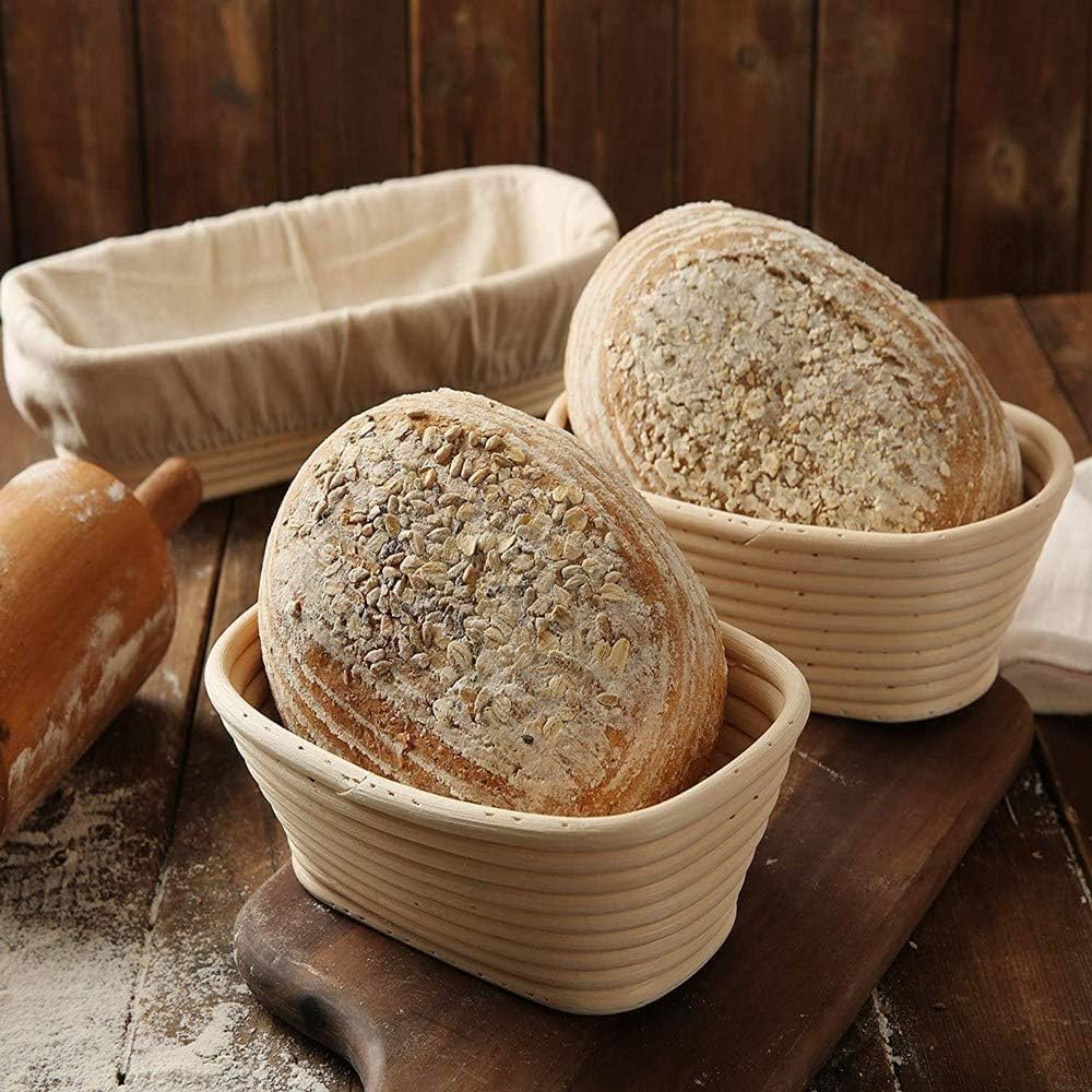 Banneton Brotgärkörbe, ovaler Sauerteig-Gärkörbe mit Leinen-Auskleidung für handwerkliche Brotherste