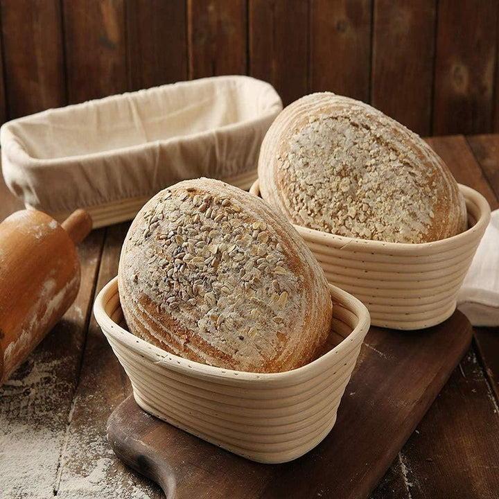 Banneton Brotgärkörbe, ovaler Sauerteig-Gärkörbe mit Leinen-Auskleidung für handwerkliche Brotherste