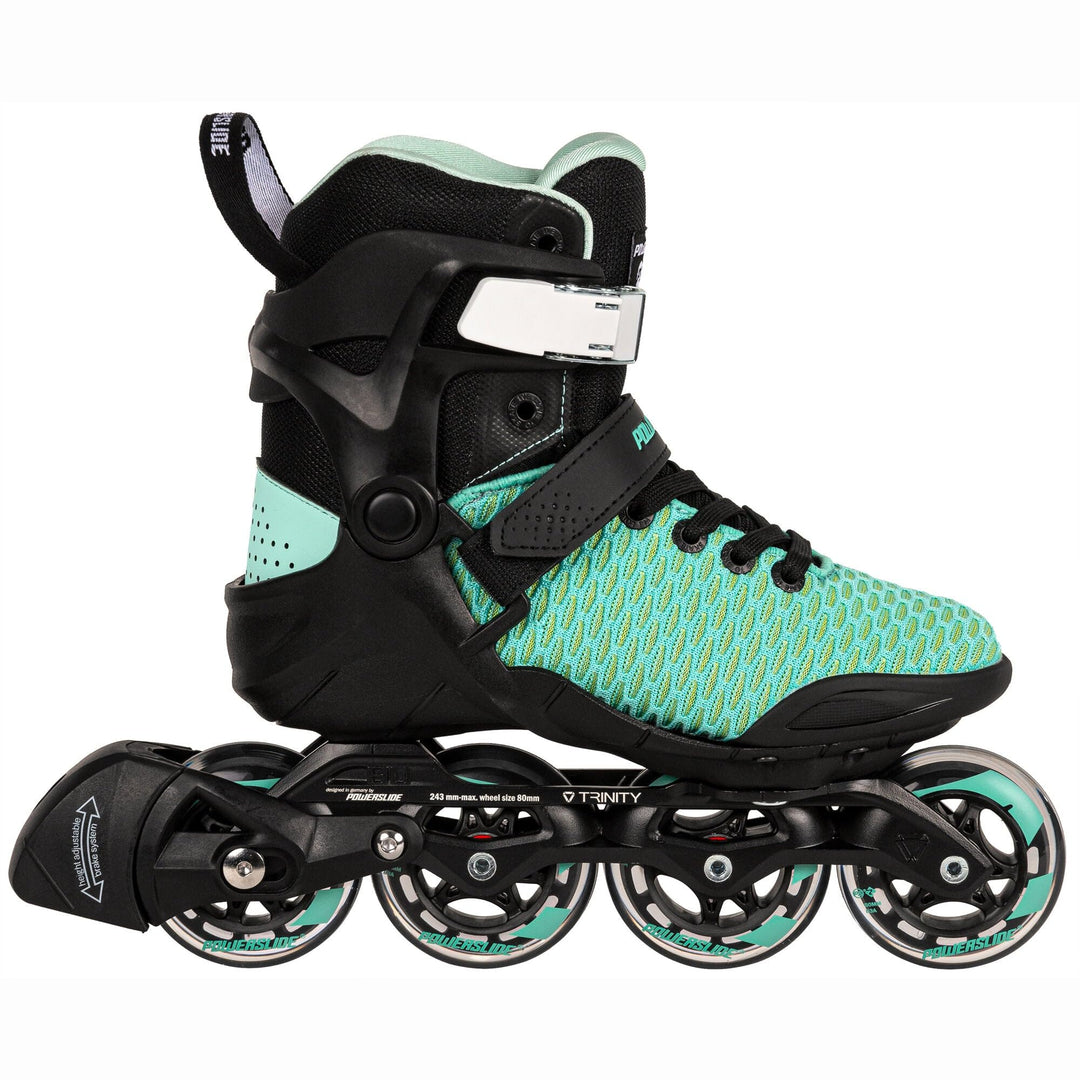 Powerslide Inline Skates Phuzion Xenon Arctic 80, in Schwarz/Grün für Damen, 80mm/83A Rollen, ABEC 7