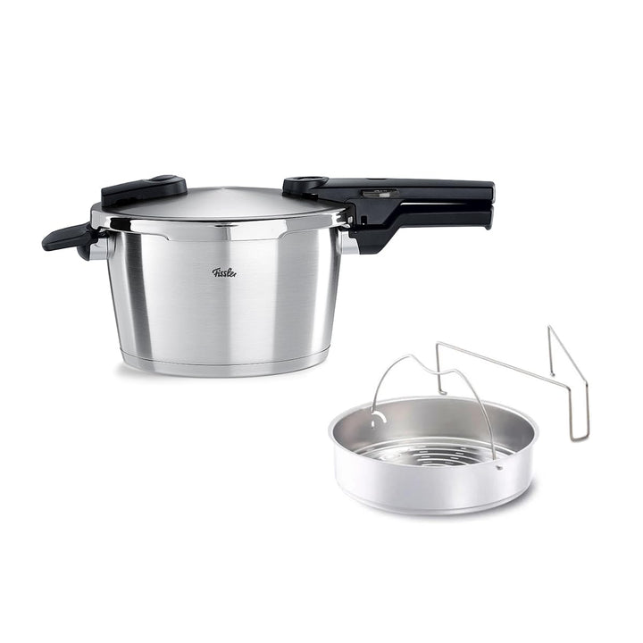 Fissler Vitaquick Premium/Schnellkochtopf (4,5 L, Ø 22 cm) m. Einsatz, Edelstahl-Dampfkochtopf, 2-Ga