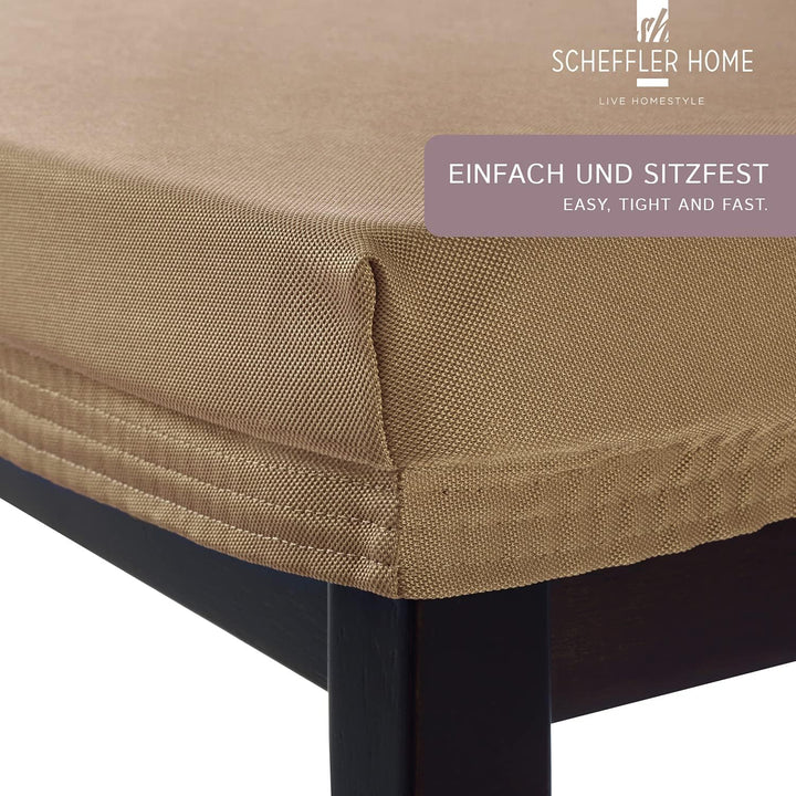 SCHEFFLER-Home Stuhlbezug Marie/Beige Stuhlbezug 6er Set elastische Stuhlbezüge mit Fleckschutz/wass