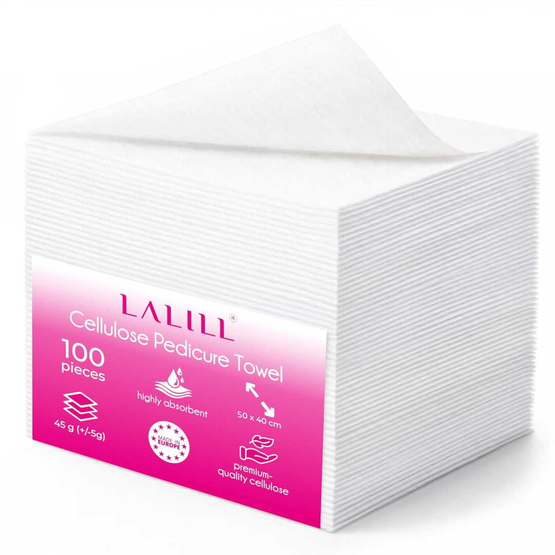 LALILL Einweghandtücher für Pediküre 100 Stück - Handtücher Set Weiss aus Zellulose für Pediküre-Beh
