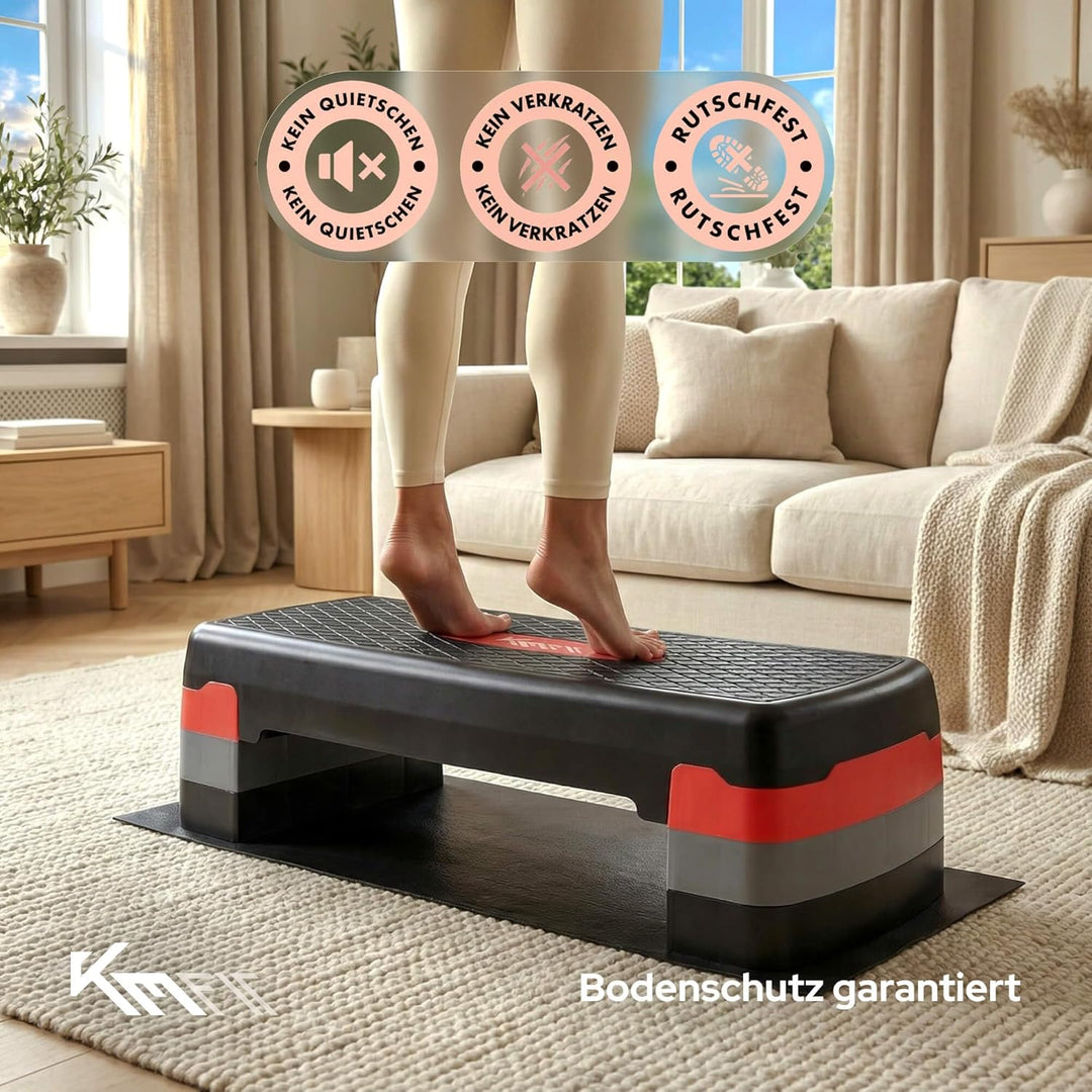 KM-Fit Fitness Stepper | Steppbrett Aerobic Stepper für zuhause | Step-Bench 3-fach höhenverstellbar
