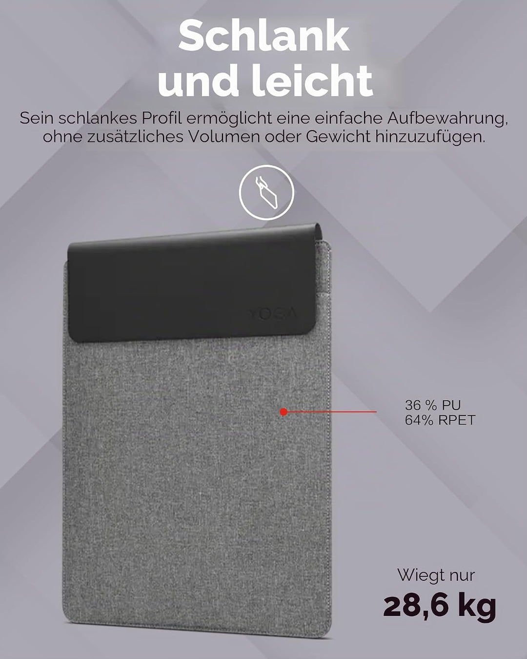 Lenovo Yoga Laptophülle|16 Zoll|Magnetverschluss|schlank & leicht, aus recycelten Materialien|Separa
