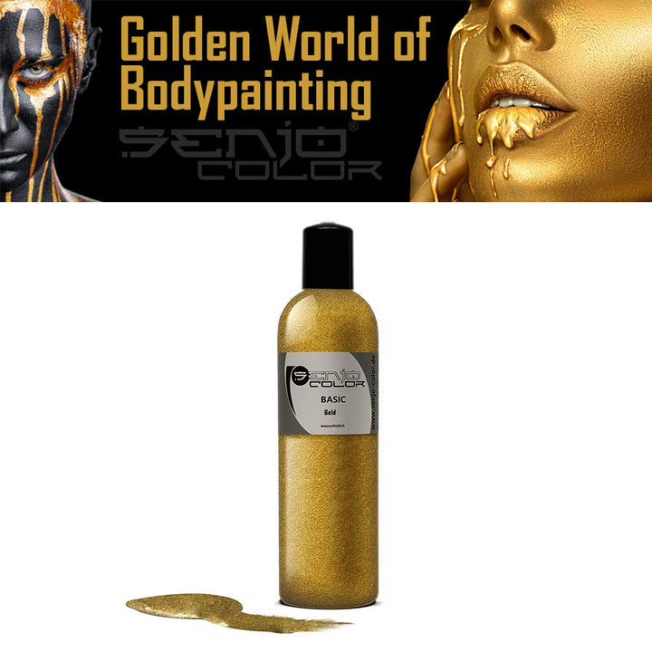 Senjo Color Basic Bodypainting Farbe gold metallic I Kosmetische Körperfarbe parabenfrei I Liquid fü