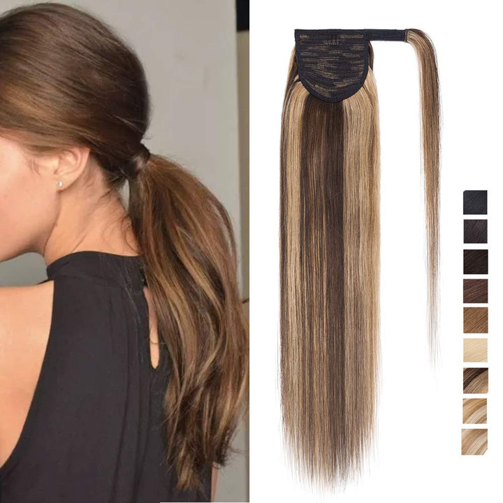 SEGO Ponytail Pferdeschwanz Haarteil Echthaar Zopf Extensions Haarverlängerung Clip in Pony Remy Hai